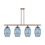 Innovations Lighting Vaz 4 Light 48" Wide Linear Pendant Antique Copper / Blue