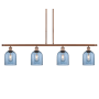 Innovations Lighting Bella 4 Light 48" Wide Linear Pendant Antique Copper / Princess Blue