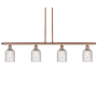 Innovations Lighting Bridal Veil 4 Light 48" Wide Linear Pendant Antique Copper / Clear