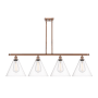 Innovations Lighting Berkshire 4 Light 50" Wide Linear Pendant Antique Copper / Clear