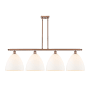 Innovations Lighting Bristol Glass 4 Light 51" Wide Linear Pendant Antique Copper / Matte White