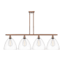 Innovations Lighting Bristol 4 Light 50" Wide Linear Pendant Antique Copper / Clear