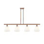 Innovations Lighting Bristol Glass 4 Light 48" Wide Linear Pendant with Shades Antique Copper / Matte White