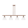 Innovations Lighting Bristol Glass 4 Light 48" Wide Linear Pendant with Shades Antique Copper / Clear