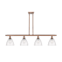 Innovations Lighting Bristol Glass 4 Light 48" Wide Linear Pendant with Shades Antique Copper / Seedy