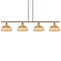 Innovations Lighting Bristol Natural II 4 Light 48" Wide Linear Pendant Antique Copper / Natural