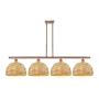 Innovations Lighting Woven Rattan 4 Light 50" Wide Linear Pendant Antique Copper / Natural