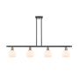 Innovations Lighting Athens 4 Light 48" Wide Linear Pendant with Shade Black Antique Brass / Matte White