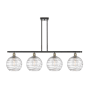 Innovations Lighting Athens 4 Light 48" Wide Linear Pendant Black Antique Brass / Clear Deco Swirl