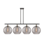Innovations Lighting Athens Deco Swirl 4 Light 50" Wide Linear Chandelier Black Antique Brass