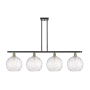 Innovations Lighting Athens 4 Light 48" Wide Linear Pendant Black Antique Brass / Clear Water Glass