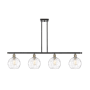 Innovations Lighting Athens 4 Light 48" Wide Linear Pendant with Shade Black Antique Brass / Clear Water Glass