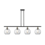 Innovations Lighting Athens 4 Light 48" Wide Linear Pendant with Shade Black Antique Brass / Clear