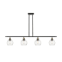 Innovations Lighting Athens 4 Light 48" Wide Linear Pendant with Shade Black Antique Brass / Seedy