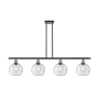 Innovations Lighting Athens 4 Light 48" Wide Linear Pendant Black Antique Brass / Seedy