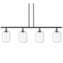 Innovations Lighting Preston 4 Light 48" Wide Linear Pendant Black Antique Brass / Clear