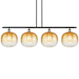 Innovations Lighting Brookhaven Sphere 4 Light 49" Wide Linear Pendant Black Antique Brass / Amber