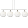 Innovations Lighting Brookhaven Sphere 4 Light 49" Wide Linear Pendant Black Antique Brass / Opal