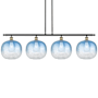 Innovations Lighting Brookhaven Sphere 4 Light 49" Wide Linear Pendant Black Antique Brass / Sapphire Blue