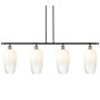 Innovations Lighting Brookhaven Flute 4 Light 48" Wide Linear Pendant Black Antique Brass / Opal