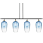 Innovations Lighting Brookhaven Flute 4 Light 48" Wide Linear Pendant Black Antique Brass / Sapphire Blue