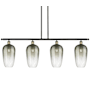 Innovations Lighting Brookhaven Flute 4 Light 48" Wide Linear Pendant Black Antique Brass / Slate