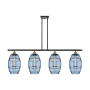 Innovations Lighting Vaz 4 Light 48" Wide Linear Pendant Black Antique Brass / Blue