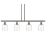 Innovations Lighting Bella 4 Light 48" Wide Linear Pendant Black Antique Brass / Clear