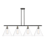 Innovations Lighting Berkshire 4 Light 50" Wide Linear Pendant Black Antique Brass / Clear