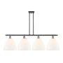 Innovations Lighting Bristol Glass 4 Light 51" Wide Linear Pendant Black Antique Brass / Matte White