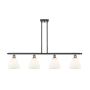 Innovations Lighting Bristol Glass 4 Light 48" Wide Linear Pendant with Shades Black Antique Brass / Matte White
