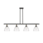 Innovations Lighting Bristol Glass 4 Light 48" Wide Linear Pendant with Shades Black Antique Brass / Seedy