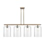 Innovations Lighting Cobbleskill 4 Light 48" Wide Linear Pendant Brushed Brass / Clear