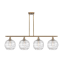 Innovations Lighting Athens 4 Light 48" Wide Linear Pendant Brushed Brass / Clear Deco Swirl