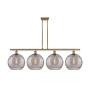 Innovations Lighting Athens Deco Swirl 4 Light 50" Wide Linear Chandelier Brushed Brass