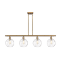 Innovations Lighting Athens 4 Light 48" Wide Linear Pendant with Shade Brushed Brass / Clear Water Glass
