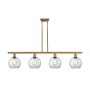 Innovations Lighting Athens 4 Light 48" Wide Linear Pendant with Shade Brushed Brass / Clear