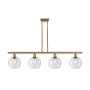 Innovations Lighting Athens 4 Light 48" Wide Linear Pendant with Shade Brushed Brass / Seedy