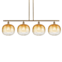 Innovations Lighting Brookhaven Sphere 4 Light 49" Wide Linear Pendant Brushed Brass / Amber