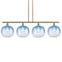 Innovations Lighting Brookhaven Sphere 4 Light 49" Wide Linear Pendant Brushed Brass / Sapphire Blue