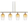 Innovations Lighting Brookhaven Flute 4 Light 48" Wide Linear Pendant Brushed Brass / Amber