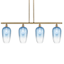 Innovations Lighting Brookhaven Flute 4 Light 48" Wide Linear Pendant Brushed Brass / Sapphire Blue