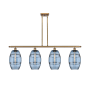 Innovations Lighting Vaz 4 Light 48" Wide Linear Pendant Brushed Brass / Blue
