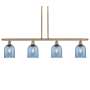 Innovations Lighting Bella 4 Light 48" Wide Linear Pendant Brushed Brass / Princess Blue