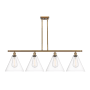 Innovations Lighting Berkshire 4 Light 50" Wide Linear Pendant Brushed Brass / Clear