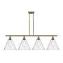 Innovations Lighting Berkshire 4 Light 50" Wide Linear Pendant Brushed Brass / Seedy