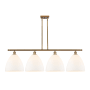 Innovations Lighting Bristol 4 Light 50" Wide Linear Pendant Brushed Brass / Matte White