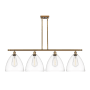 Innovations Lighting Bristol 4 Light 50" Wide Linear Pendant Brushed Brass / Clear