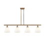Innovations Lighting Bristol Glass 4 Light 48" Wide Linear Pendant with Shades Brushed Brass / Matte White