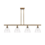 Innovations Lighting Bristol Glass 4 Light 48" Wide Linear Pendant with Shades Brushed Brass / Clear